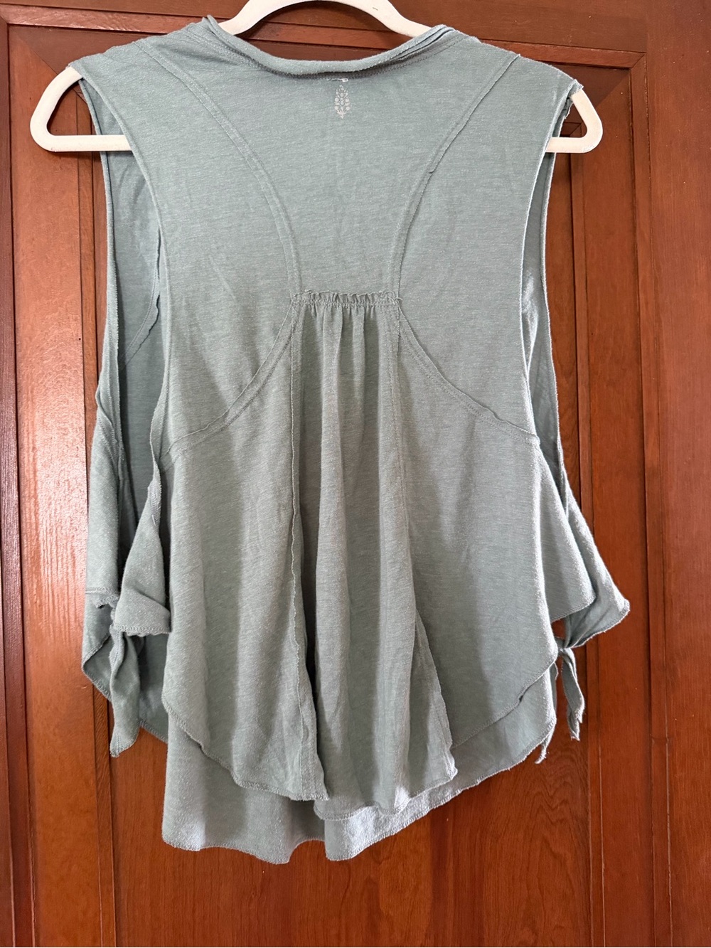 Free People movement Sleeveless Sage Green Henley Tie-Accent Women's Top - Picture 3 of 4